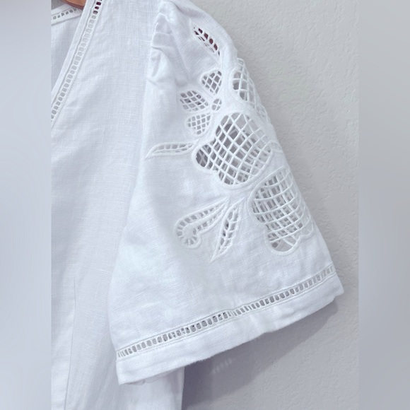 Madewell NWT Cassie Button-Front Midi Dress in Linen Size Small in Eyelet White - Picture 12 of 13